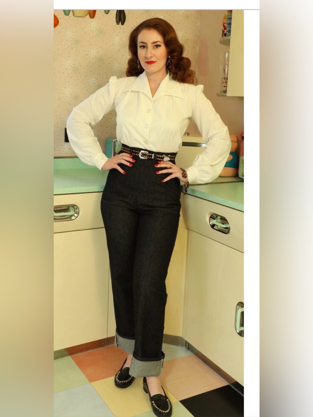 Retro Freddie’s of pinewood women’s 1950 jeans  in Dark Blue made in Englan